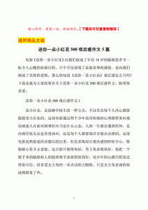 ​送你一朵小红花故事梗概550字